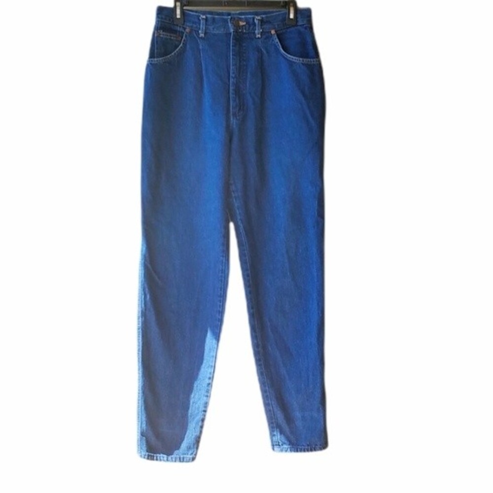 vintage Womens Lee Super High Rise Pleated Dark Denim Western Mom Jeans